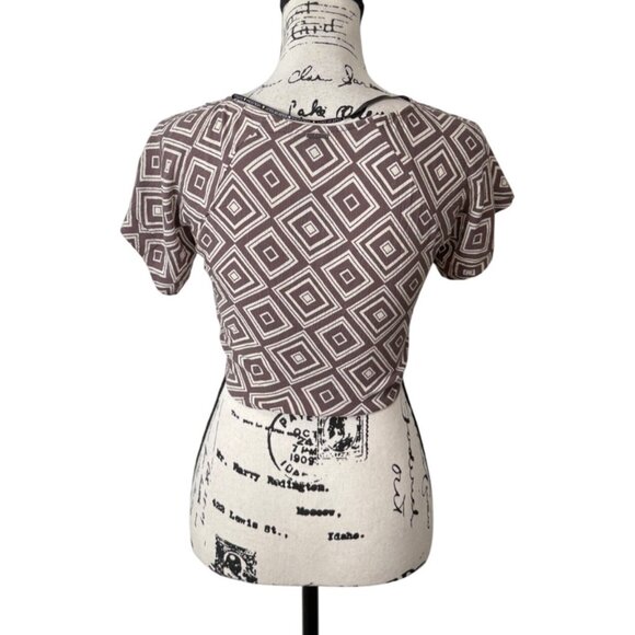 Volcom Womens Cropped Top Retrospectacle Printed Tie-Front Size S - Picture 3 of 8